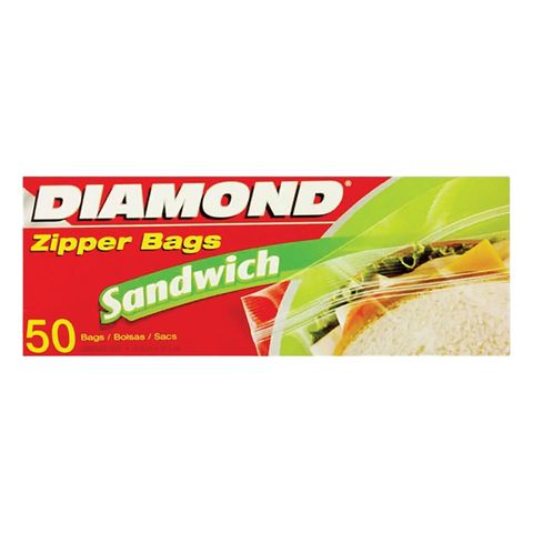 Diamond Sandwich Zipper Bags 50 Pieces 14.9cm x 16.5cm (Imported)