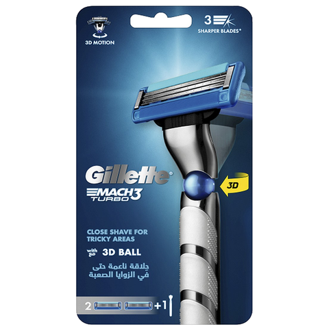 Gillette Mach 3 Turbo System Razor 2 Pieces (ZM Opened & Checked)