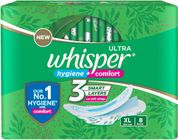 Whisper Ultra Clean Sanitary Pads XL 8 Pieces
