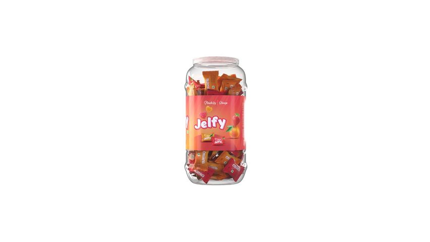 Jelfy Strawberry Orange Jelly Candy 120 Pieces Jar 516g