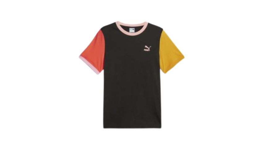 Puma Men's Classics Block T Shirt Black Hot Heat Orange Medium 1 Piece