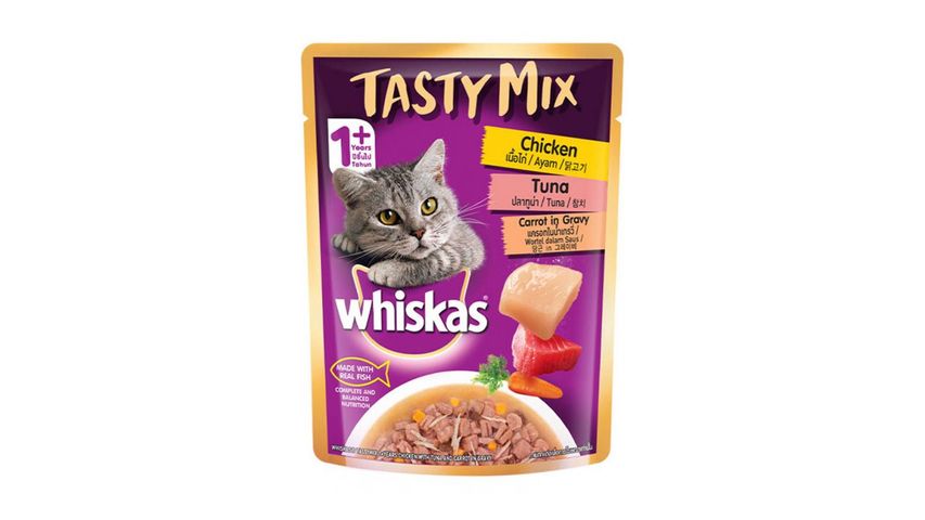 Whiskas Tasty Mix Chicken + Tuna Carrot in Gravy 70g