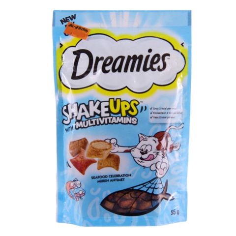 Dreamies Cat Food Shakeups Multivitamin Seafood 55g