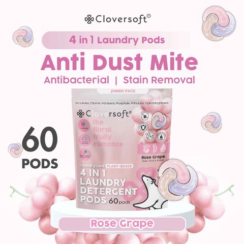 Cloversoft 4 in 1 Supreme Laundry Capsule (Rose Grape) 60 Pieces