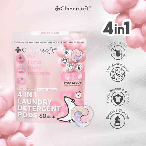 Cloversoft 4 in 1 Supreme Laundry Capsule (Rose Grape) 60 Pieces
