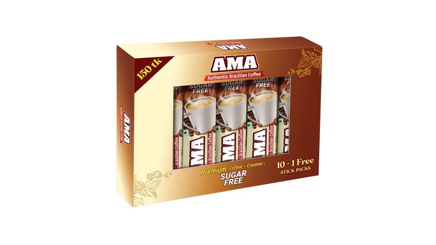 Ama Authentic Brazilian Sugar Free Coffee Sticks Packet 165g (Buy 10 & Get 1 Free)
