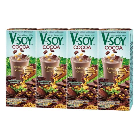 V-Soy Cocoa Soya Bean Milk UHT 4 x 200ml