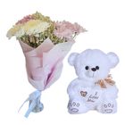 Teddy Bear with Mix Chrysanthemum Bunch 1 Unit