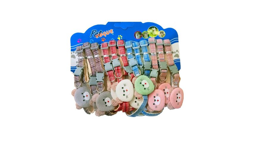 Premium Cat Design Cotton Embroidered Pet Cat Adjustable Collar 1 Piece