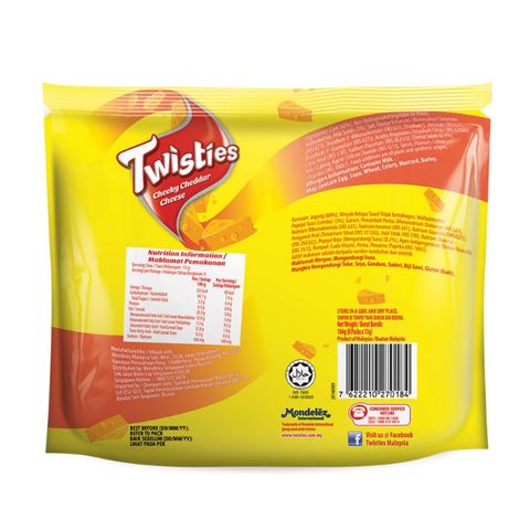 Twisties Cheeky Cheddar Cheese Cheese Flavoured Corn Snacks Multipack 8 x 13g