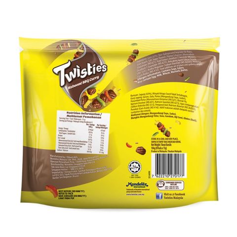 Twisties Kaboom! Spicy BBQ Curry Flavoured Corn Snacks Multipack 8 x 13g