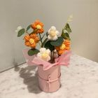 Crochet Mini Flowers in Bloom Box (Orange/White) 1 Unit