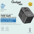 Gadget Mix Diginut TR-10 Tech 70W GaN 2 USB-A + 3 USB-C Travel Plug Black 1 Unit