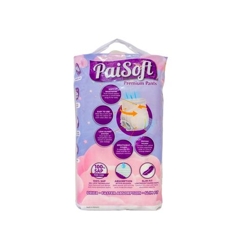 Paisoft Premium Pants Baby Diaper M (7-12kg) 52 Pieces