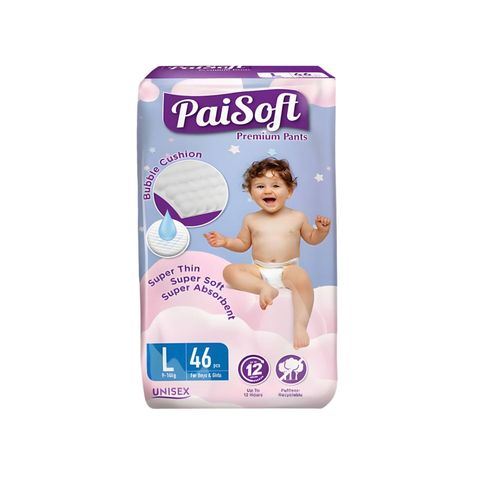 Paisoft Premium Pants Baby Diaper L (9-14kg) 46 Pieces