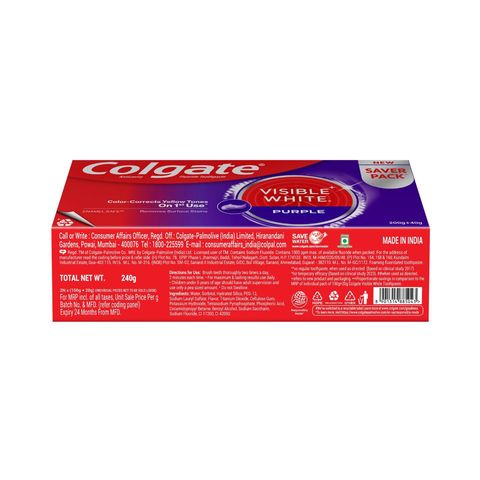 Colgate Visible White Purple 200g+40g