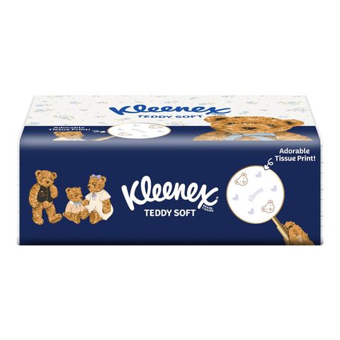 Kleenex 3 Ply Teddy Soft Facial Tissues Soft Box 4 x 100 Pieces