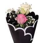 White and Pink Imported Rose with Black Wrapping 1 Bouquet