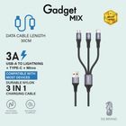 Gadget Mix Diginut BA-0326M 3 in 1 Multi Cable 3A (30cm) Grey 1 Unit