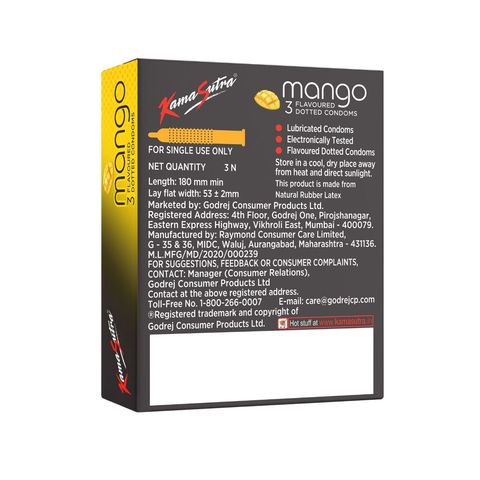 Kamasutra Mango Flavored Dotted Condom 3 Pieces