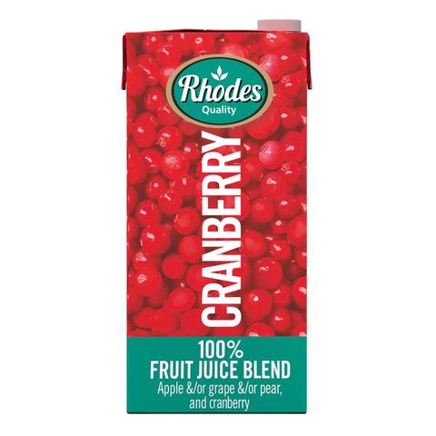 Rhodes 100% Fruit Juice Cranberry 1L