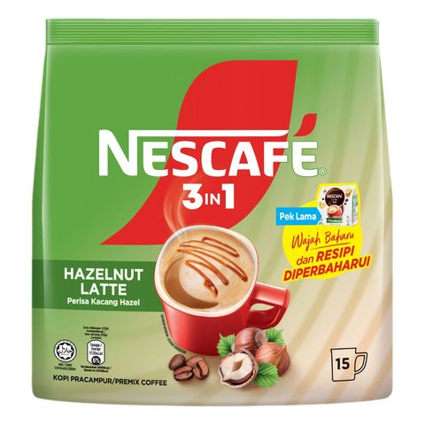 Nescafe 3 in 1 Hazelnut Latte Coffee 15 Pieces 345g 