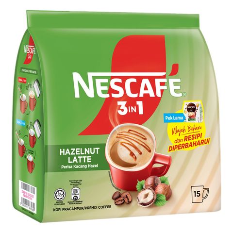 Nescafe 3 in 1 Hazelnut Latte Coffee 15 Pieces 345g 