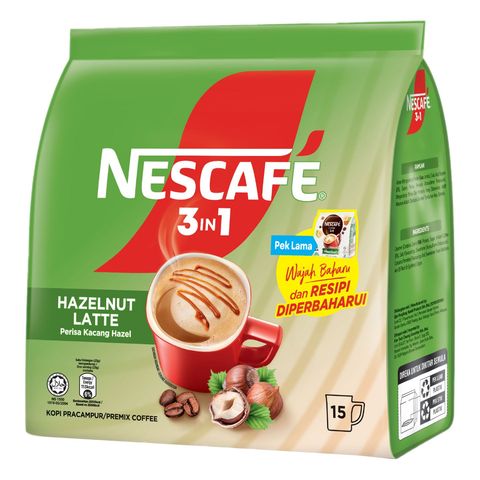 Nescafe 3 in 1 Hazelnut Latte Coffee 15 Pieces 345g 
