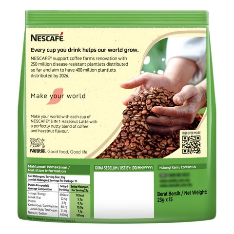 Nescafe 3 in 1 Hazelnut Latte Coffee 15 Pieces 345g 