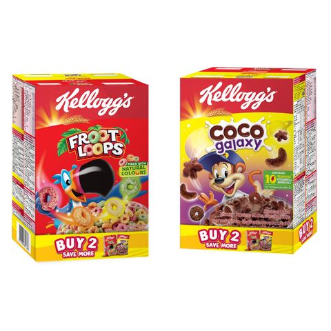 Kellogg's Twin Froot Loops 2 x 285g + Coco Galaxy 2 x 300g
