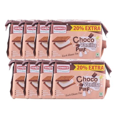 Sobisco Choco Vanilla Puff Biscuit 30g 8 Packets