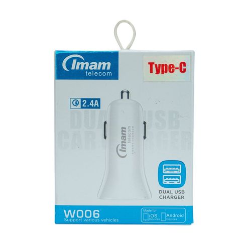 Imam 2.4a Dual Usb Car Charger Type C 1 Piece