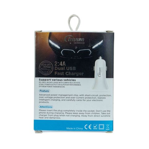 Imam 2.4a Dual Usb Car Charger Type C 1 Piece