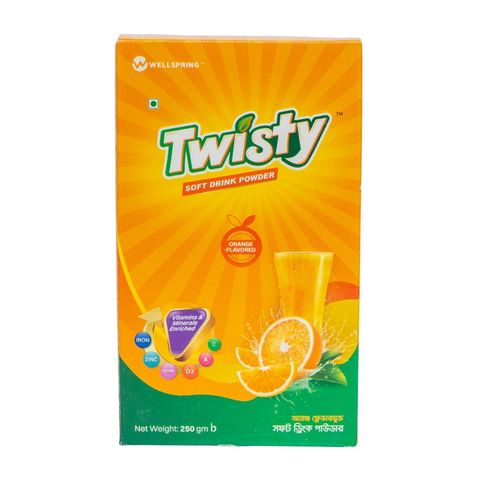 Wellspring Twisty Soft Drink Powder Orange Flavor 250g