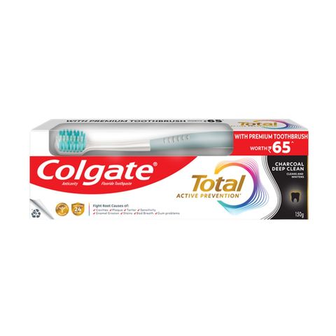 Buy Colgate Total Charcoal Clean Toothpaste 150g & Get Free Toothbrush 1 Piece