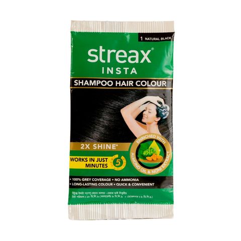 Streax Insta Shampoo Hair Color Black 18g