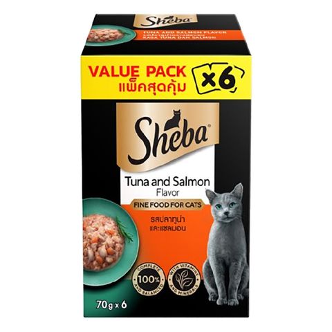 Sheba Pouch Value Pack Tuna and Salmon 6 x 70g
