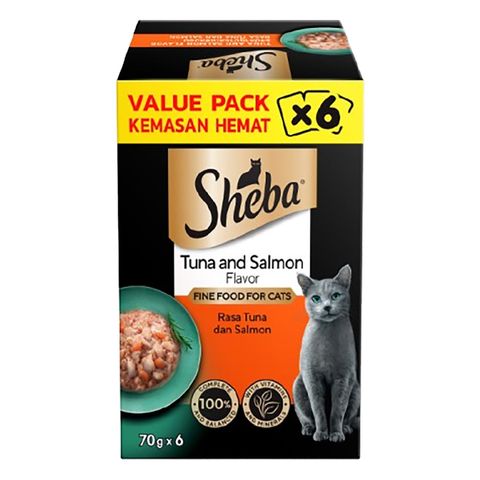 Sheba Pouch Value Pack Tuna and Salmon 6 x 70g