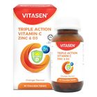 Vitasen Triple Action Vitamin C Zinc & D3 Chewable Orange Flavour 60 Tablets | 1020452