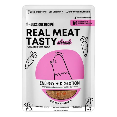 Luscious Recipe All Natural Real Meat Tasty Wholemeal Wet Food Pouch for Dogs and Cats Chicken & Carrots 85g