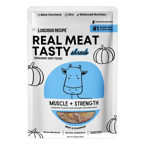 Luscious Recipe All Natural Real Meat Tasty Wholemeal Wet Food Pouch for Dogs and Cats Beef & Pumpkin 85g