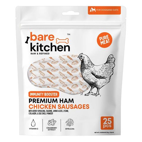 Bare Kitchen Pure Meat Premium Ham Chicken Sausages 25 x 15g