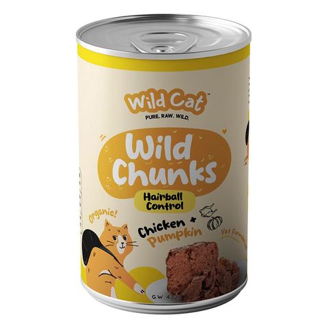 Wild Cat Wild Chunks Real Meat All Natural Wet Food Hairball Control Chicken + Pumpkin 430g