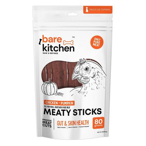 Bare Kitchen Pure Meaty Sticks Treats for Dogs Premium Chicken + Pumpkin 80g