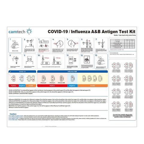 Camtech Covid-19 & Influenza A/B 3-in-1 Antigen Test Kit 5s