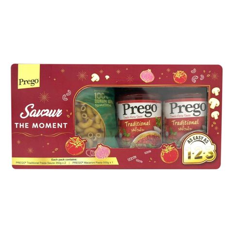 Prego Tomato Pasta Sauce (Traditional Jar Twin Pack 2 x 350g + Free Prego Macaroni 500g) 1 Set