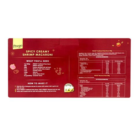 Prego Tomato Pasta Sauce (Traditional Jar Twin Pack 2 x 350g + Free Prego Macaroni 500g) 1 Set