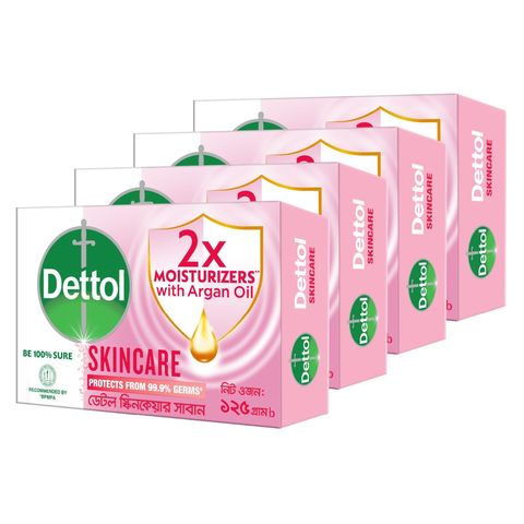 Dettol Bathing Soap Bar Skincare Quad Pack Combo 125g
