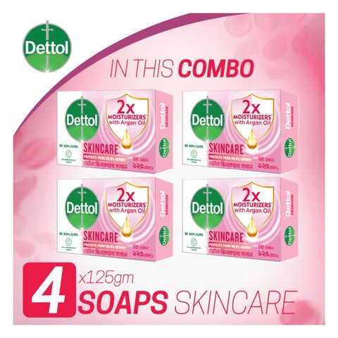 Dettol Bathing Soap Bar Skincare Quad Pack Combo 125g
