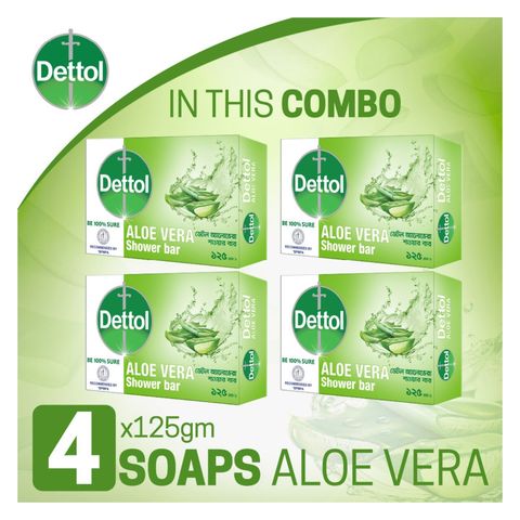 Dettol Soap Aloevera Bathing Bar Quad Pack Combo 125g